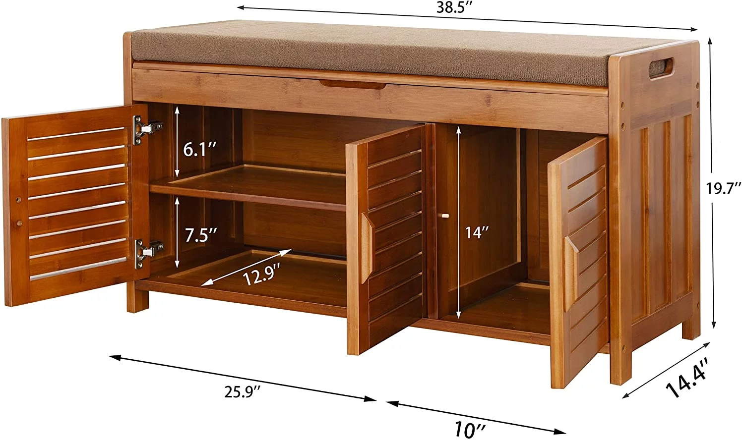 POJPION Shoe Storage Rack Bench for Entryway Window & Outdoor Bench Boot Organizing Detachable Cushion with Hidden Storage Compartment