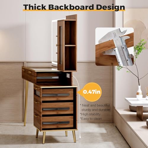 47.24" Big Modern Vanity Desk with Mirror and Lights, Vanity Desk with 29.53" HD Lighted Mirror