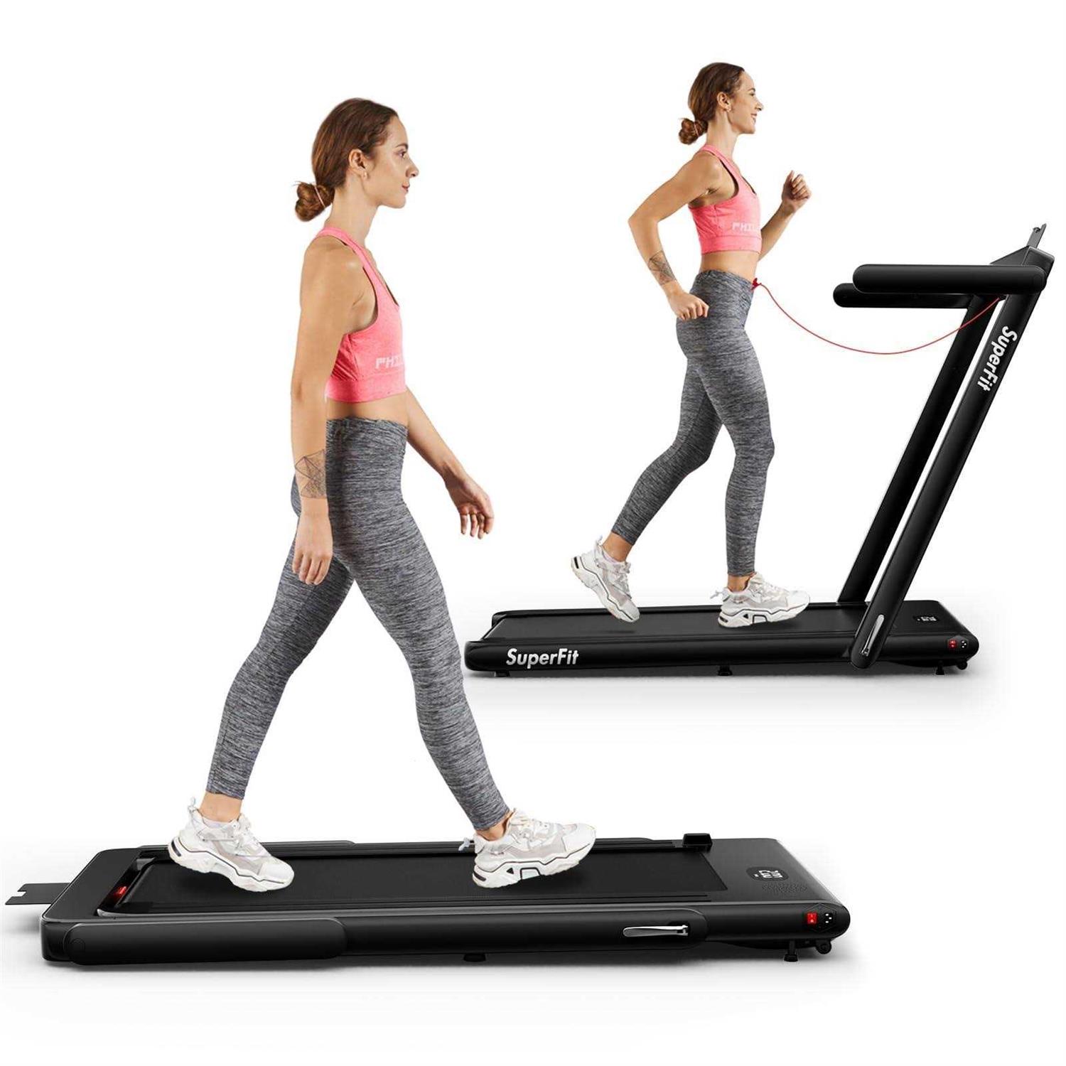 Goplus 2 in 1 Folding Treadmill, 2.25HP Superfit Under Desk Electric Treadmill, Installation-Free Control and LED - Sports Supplies Online Store