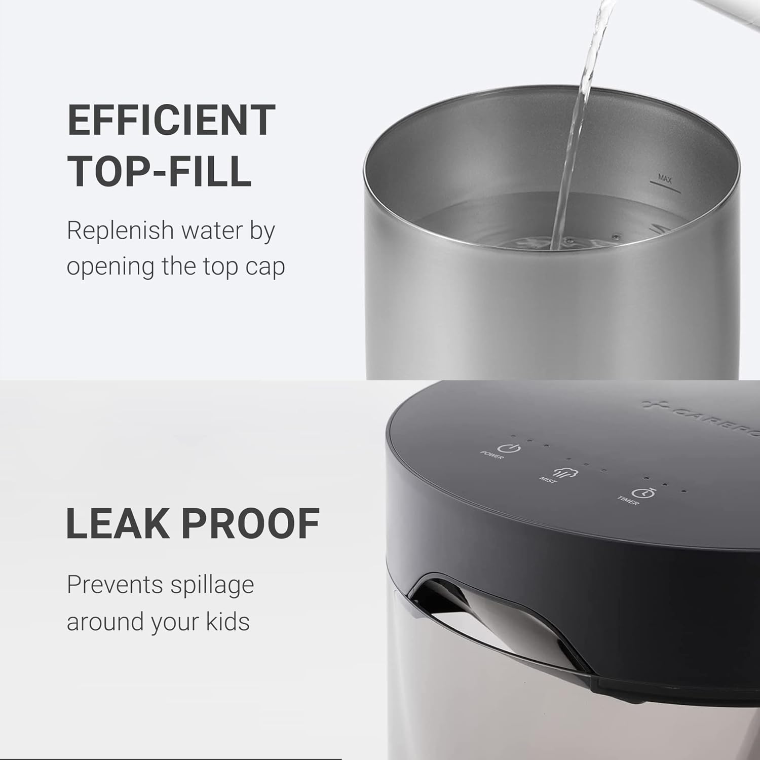 CarePod G50 Ultrasonic Air Cool Mist Humidifiers - 5.5 liters Water Tank for Long Lasting Use - Portable Humidifiers for Bedroom Large Room