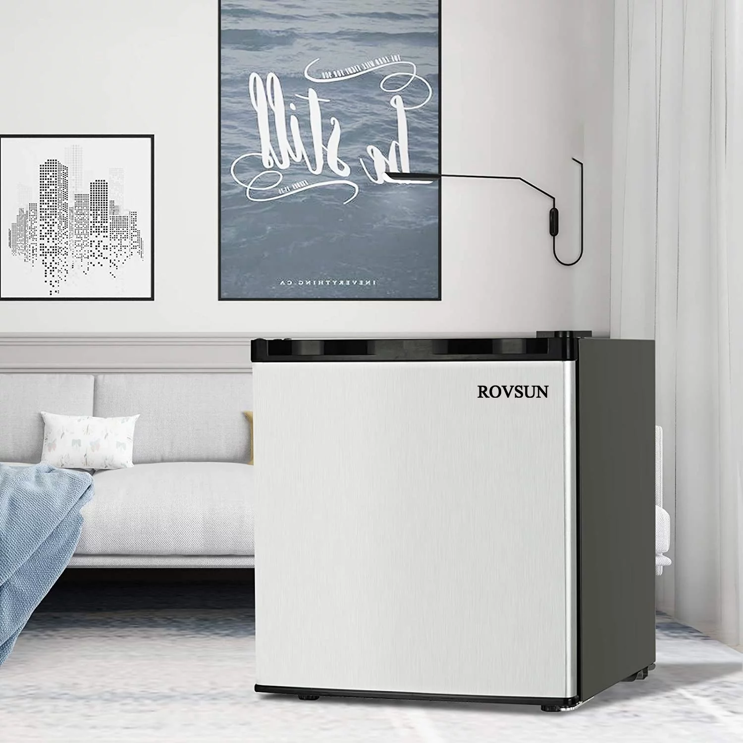 ROVSUN 1.1 Cu.Ft Compact Upright Freezer with Shelf & Adjustable Thermostat for Home Office Dorm Apartment