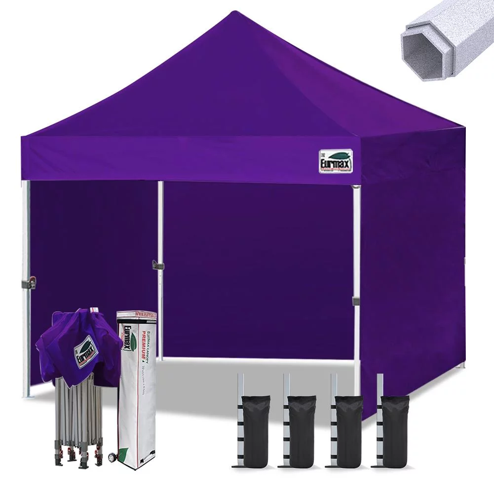 Eurmax Premium 10x10 Ft Ez Pop up Canopy Tent with Removable Sidewalls Bonus Wheeled Bag (Purple)