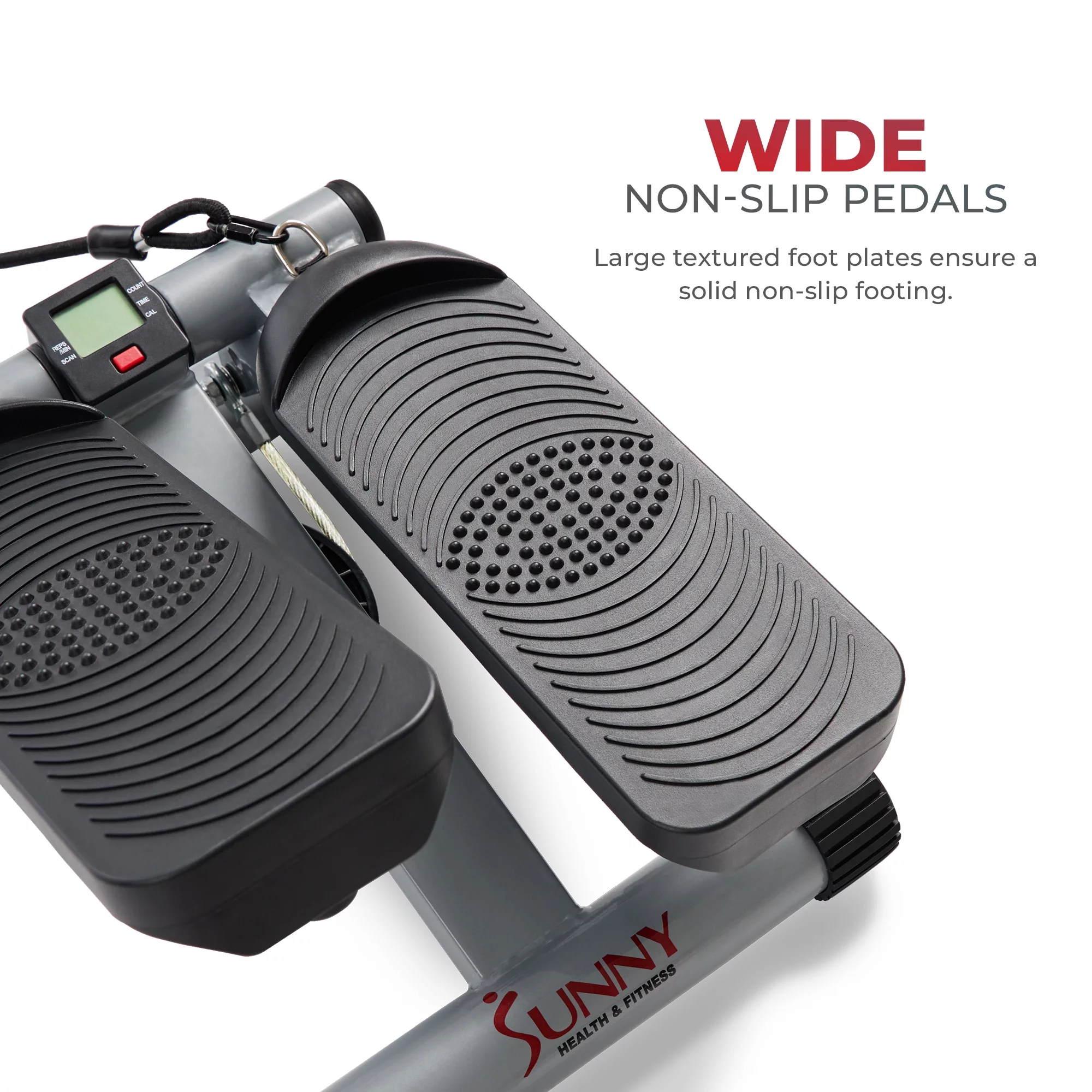 Sunny Health & Fitness NO. 012-S Mini Stepper Step Machine w/ Resistance Bands and LCD Monitor