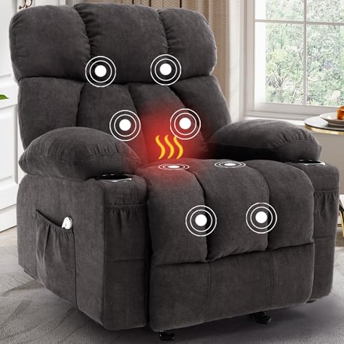 Recliner Chair with Massage and Heat, Rocker Recliner Chairs for Adults, Overstuffed Nursery Rocking Chairs for Living Room