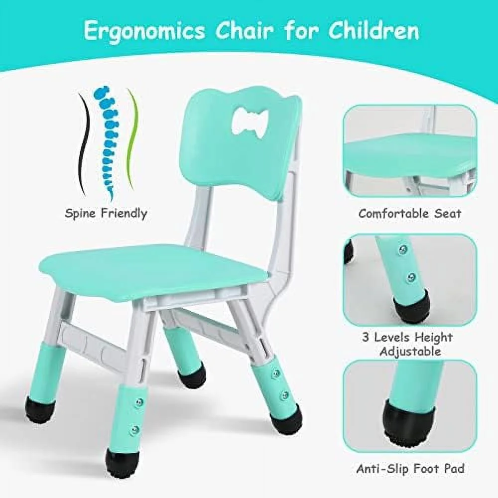 HJZBNONE Big  Study Table and 4 Chair Set  Height Adjustable Toddler Table and Chair Set for 4  Multifunctional Toddler Table  Reading  Drawing