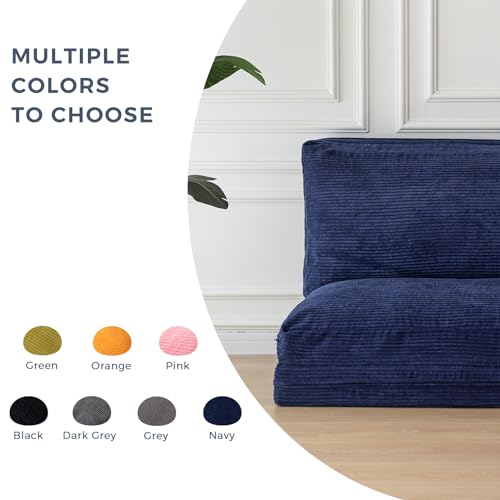 MAXYOYO Bean Bag Bed Folding Sofa Bed Floor Mattress for Adults, Extra Thick and Long Floor Sofa with Corded Washable Cover, Dark Grey, 30x95 Inch