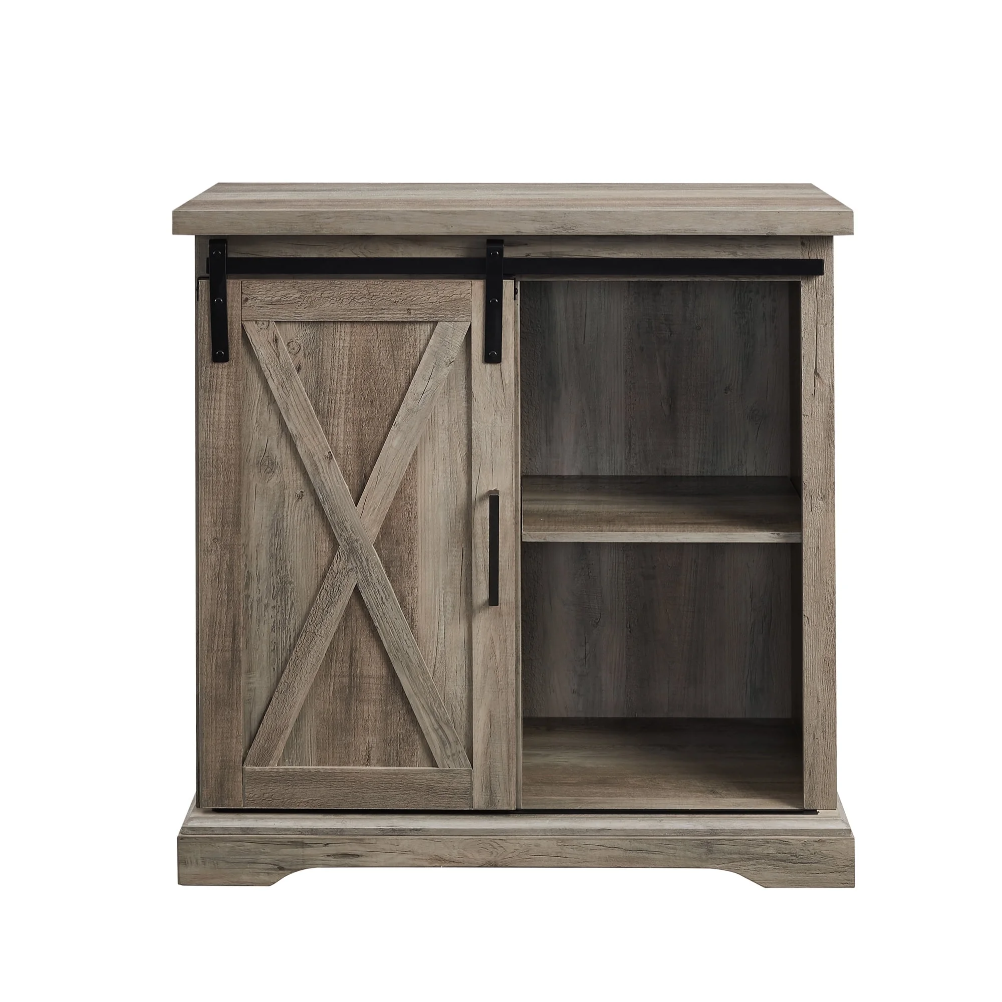 Walker Edison Sliding Barn Door Accent Cabinet, Grey Wash
