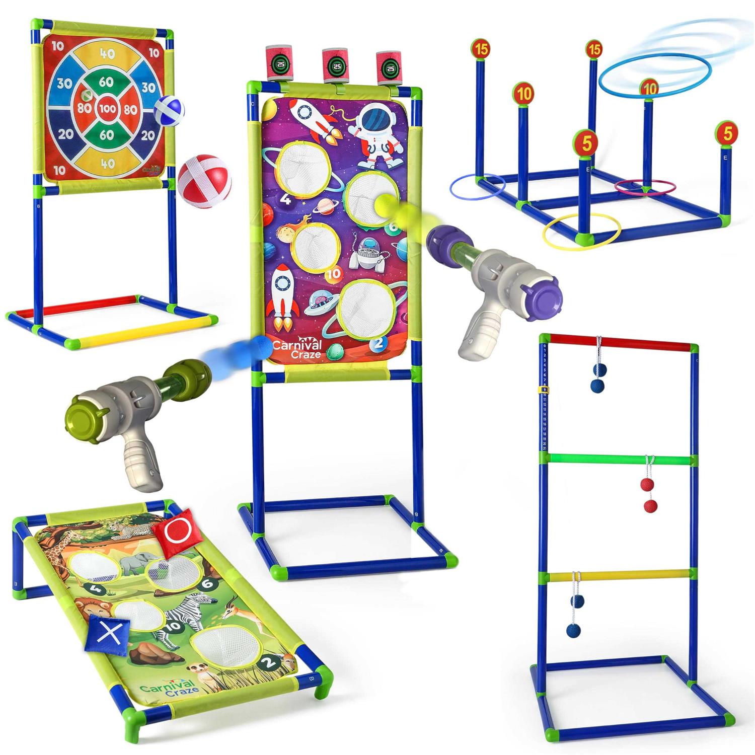 Carnival Yard Games for Kids Ring Toss Beanbag Cornhole Ball Shooting Target Game - Sports Supplies Online Store
