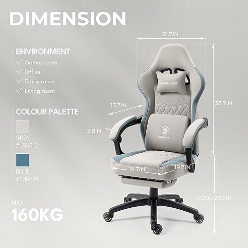 Dowinx Gaming Chair Breathable Fabric Computer Chair with Pocket Spring Cushion, Comfortable Office Chair with Gel Pad and Storage Bag