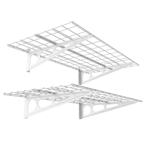 FLEXIMOUNTS 2-Pack 2x6ft Garage Shelving 24-inch-by-72-inch Wall Shelf Garage Storage Rack Floating Shelves, Black