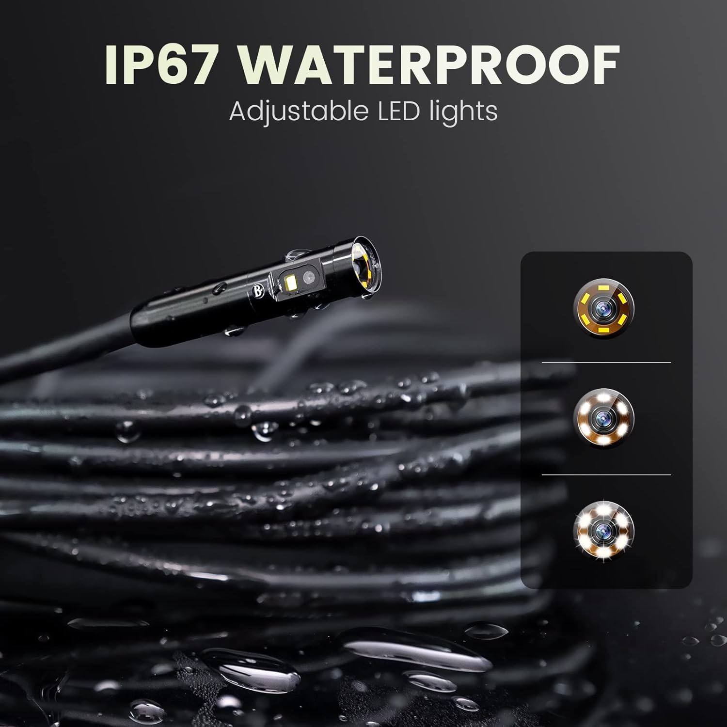 Triple Lens Endoscope, Anykit 1080P Borescope Inspection Camera with 6 LED Lights, Waterproof Snake Camera with 4.3 Inch Screen