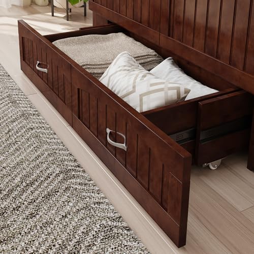 AFI Southampton Queen Murphy Bed Chest with Mattress, Storage, and Built-in Charger in Grey