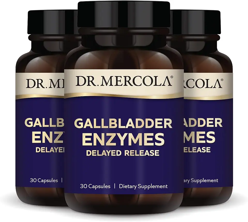 Dr. Mercola Gallbladder Enzymes - Gallbladder & Digestive Health Support - Includes Pancreatic Protease, Amylase & Lipase - Non-GMO