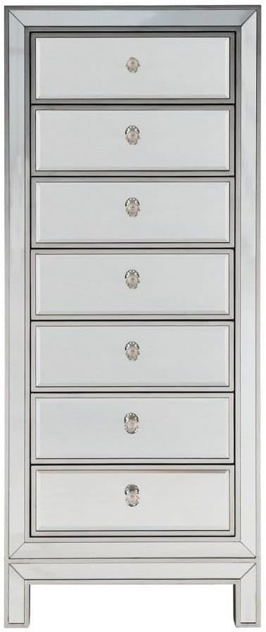 7 Drawer Lingere Chest in Modern Style-42 inches Tall and 15 inches Wide-Antique Silver Finish 779-Bel-5046492