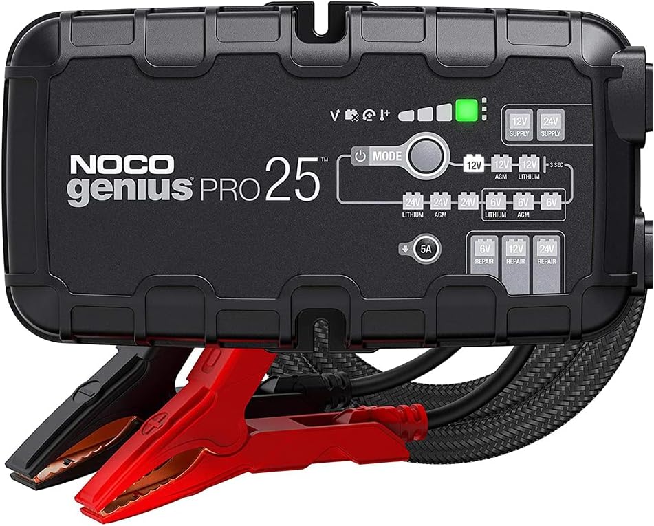 NOCO GENIUSPRO25, 25-Amp Fully-Automatic Professional Smart Charger, 6V, 12V and 24V Battery Charger, Battery Maintainer, Power Supply