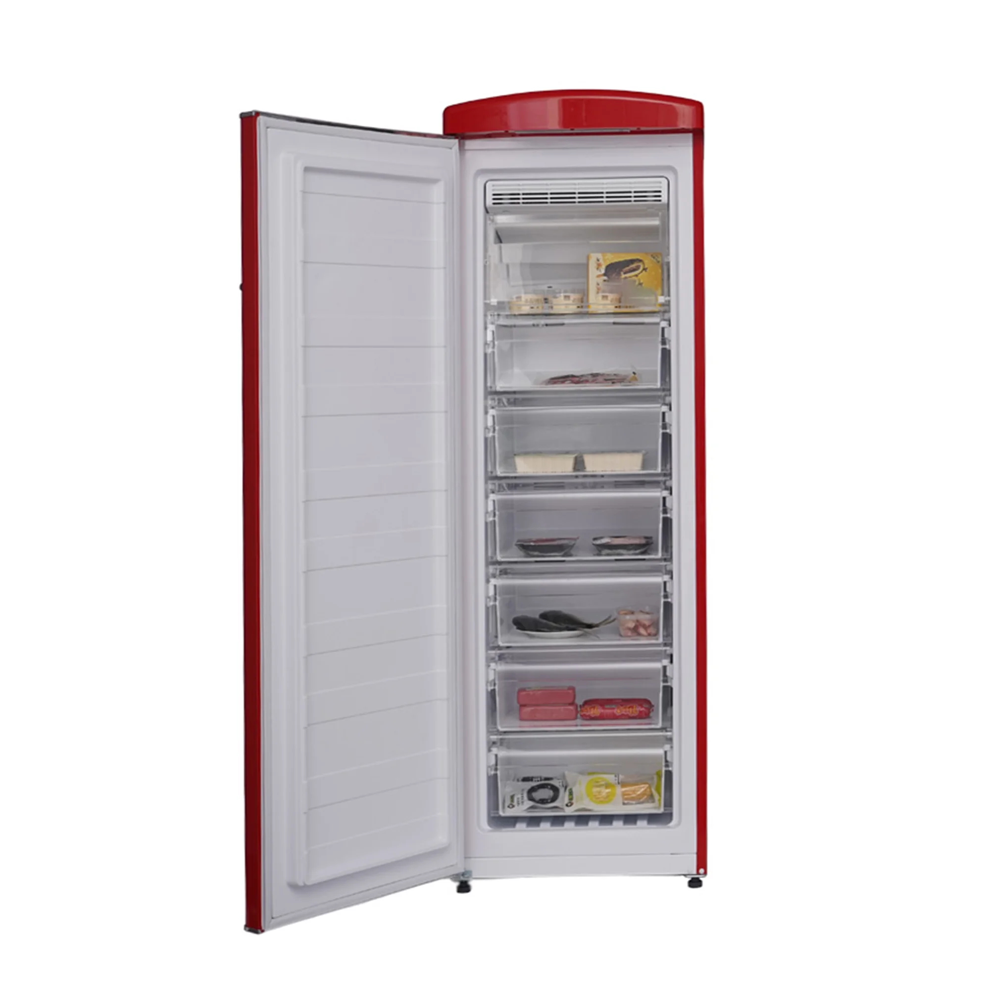 Conserv 8.3 cu. ft. Red Classic Retro Upright Freezer Frost Free with Compressor Cooling , Adjustable Feet and Sleek Retro Design