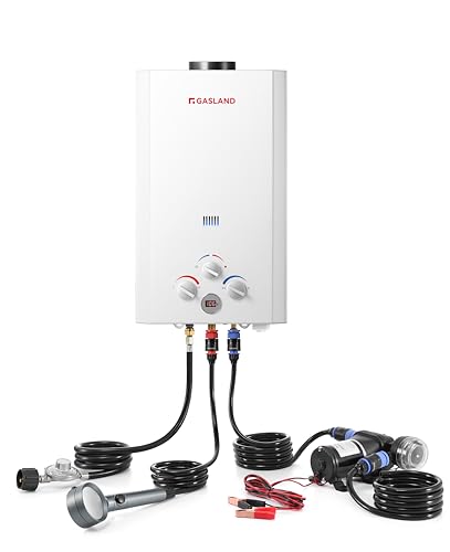 GASLAND BE158 Propane Tankless Water Heater 6L, Outdoor Portable Hot Water Heater, Overheating Protection, Easy to Install