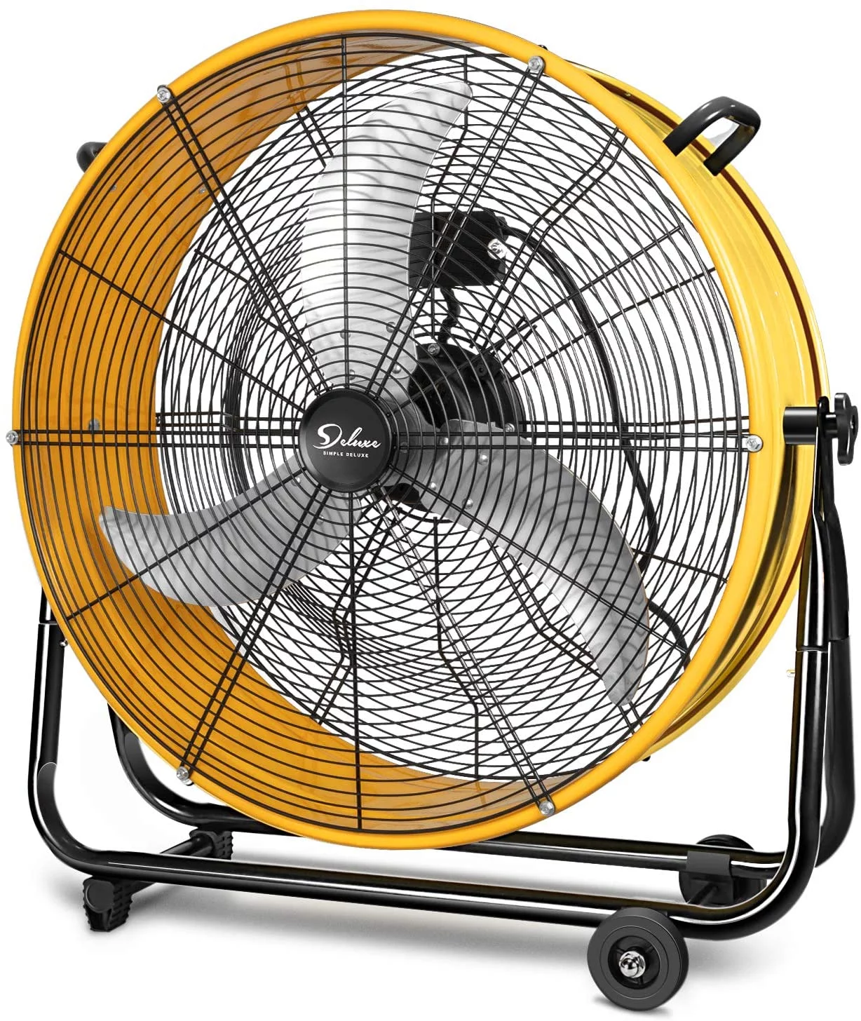 Simple Deluxe 30'' Heavy Duty Metal Industrial Drum Fan, 3 Speed Air Circulation for Warehouse & Greenhouse,Yellow