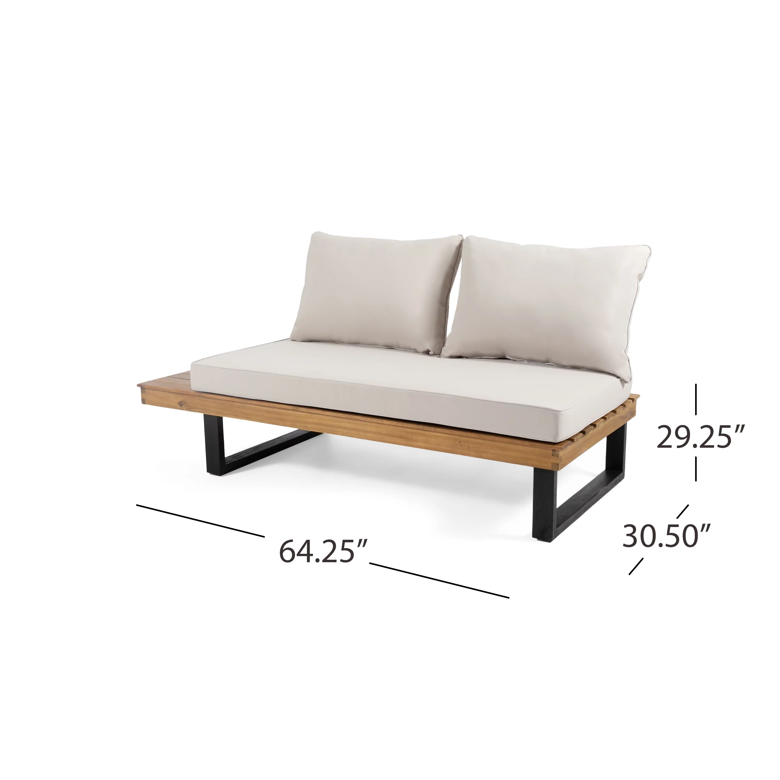 Noble House Draven 4 Pc Outdoor Patio Sectional Set, Beige/Teak Acacia Wood Water Resistant