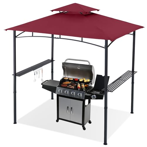 ABCCANOPY 8x5 Grill Gazebo - Outdoor BBQ Canopy Shelter with Led Light for Patio Backyard Grilling (Dark Gray)