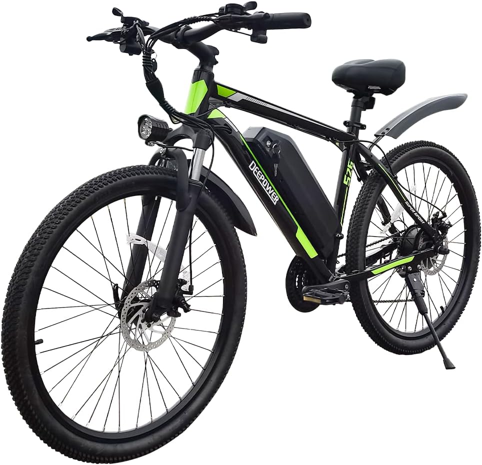 DEEPOWER S26 Electric Bike for Adult 500W Ebike 26" Mountain Electric Bicycle 48V 12.8Ah Battery 25-45Miles 25MPH Electric Bicycles 21-Speed Front