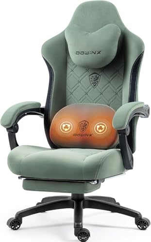 Dowinx Fabric Gaming Chair with Heated Massage Lumbar Support, Computer Game Chairs for Adults