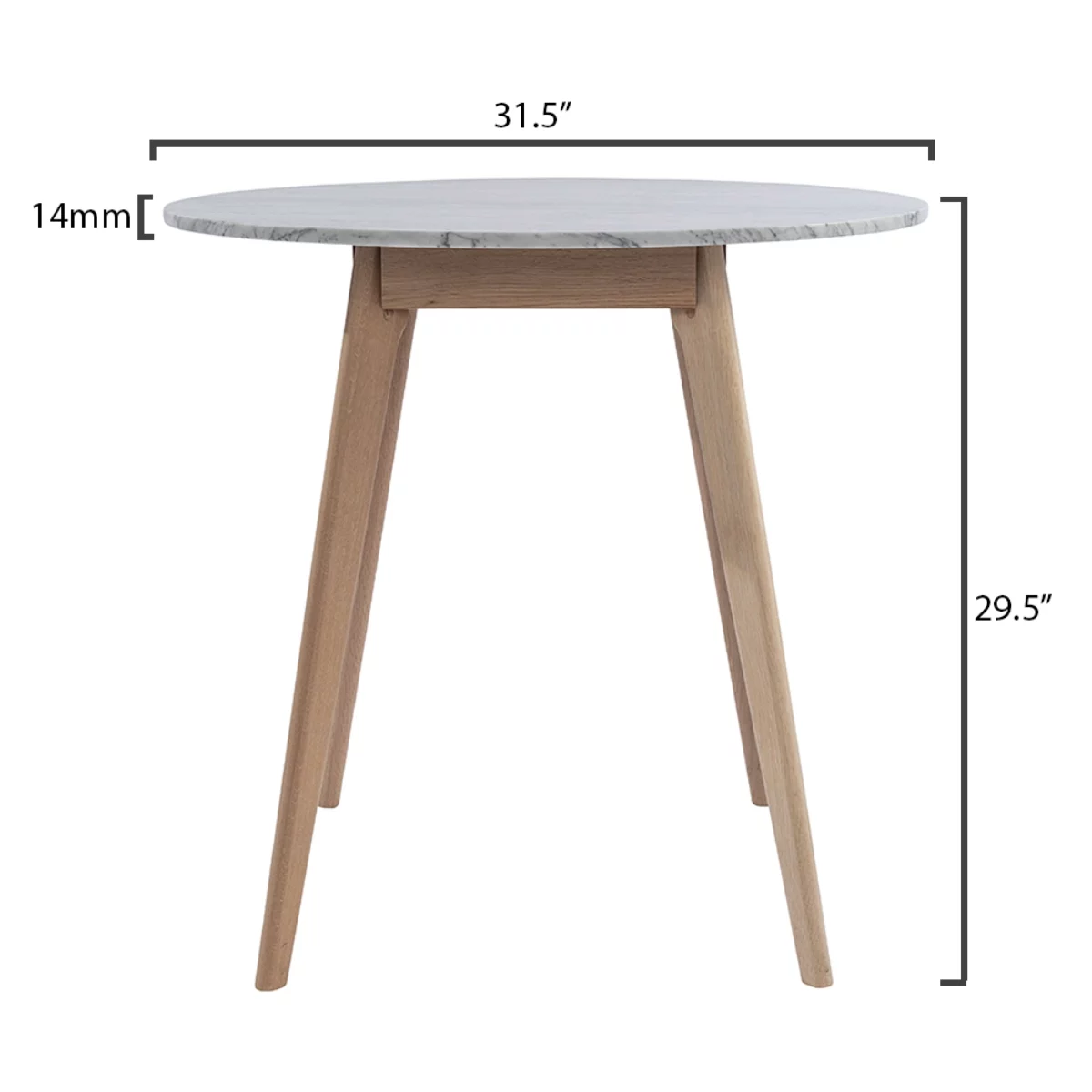 Contemporary Home Living 31.5" White and Beige Round Italian Carrara Marble Dining Table
