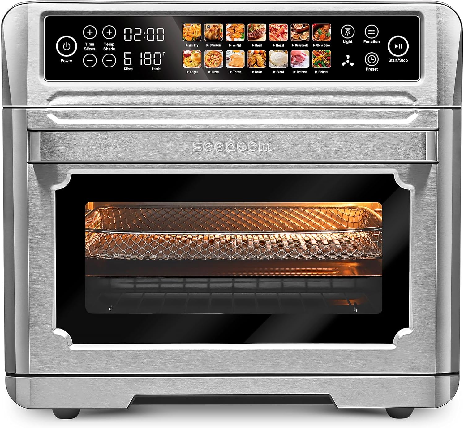SEEDEEM Air Fryer Toaster Oven, 25L Countertop Convection Oven with Color LCD Display and Touch Screen, 14-in-1 Functions