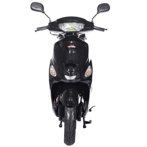 X-PRO Milos 50 Moped with 10" Aluminum Wheels, Electric/Kick Start! (Black)