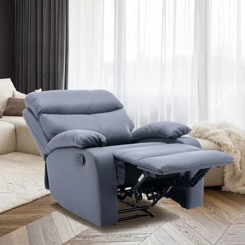 RUNFAYBIU Manual Recliner Chair  Lazy Boy Recliner Chair for Adults  Small recliners for Small Spaces with Waterproof Tech-Cloth Fabric  Dark Gray