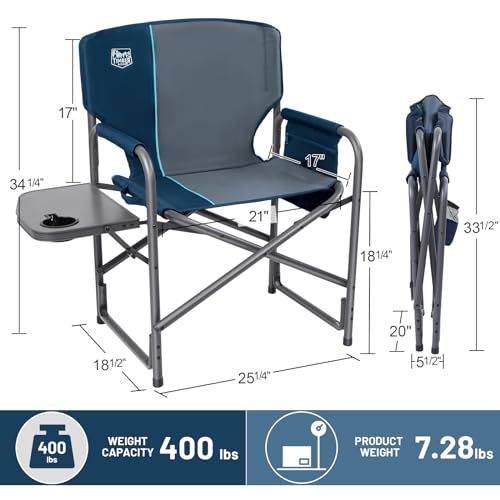 TIMBER RIDGE Folding Rocking Camping Chair, 400lbs Capacity Portable Oversized Outdoor Rocker with Hard Armrests, Cup Holder & Side Pocket