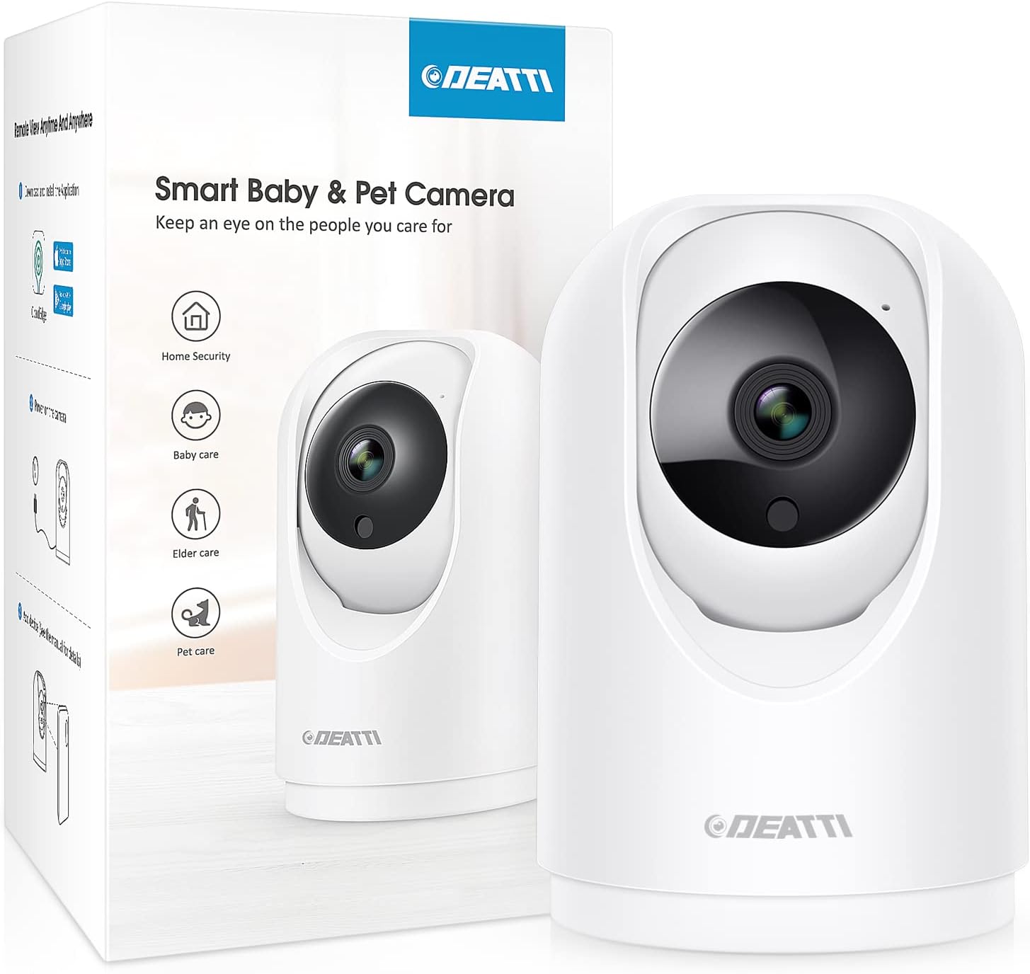 Pet Camera with Phone App-DEATTI Baby/Elder/Dog/Cat/Nanny Indoor WiFi Security Camera 1080P for Home with Two-Way Audio,Night Vision,Motion Detection
