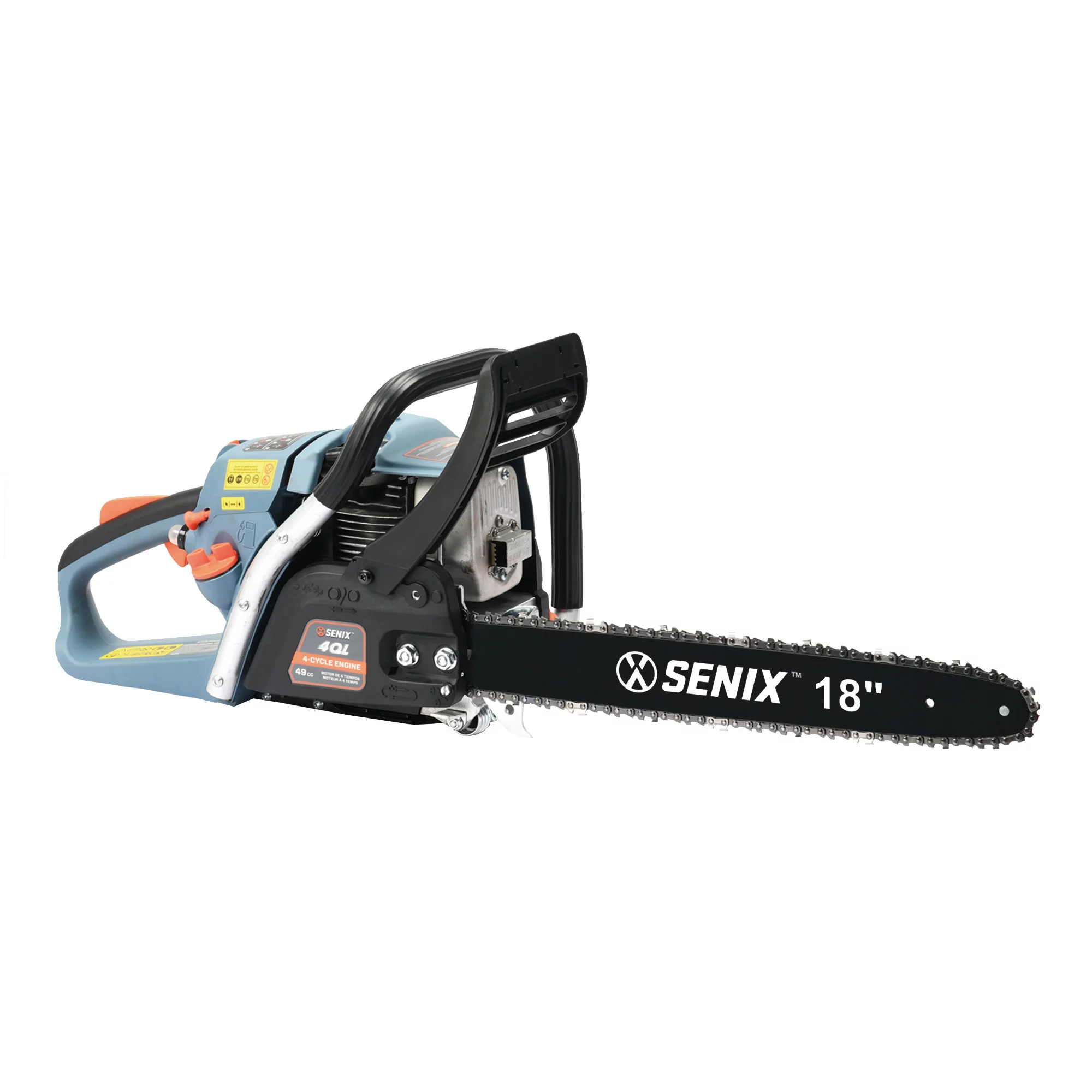 SENIX 49 cc 4-Cycle Gas Powered Chainsaw, 18-Inch Oregon Bar and Chain, CS4QL-L1