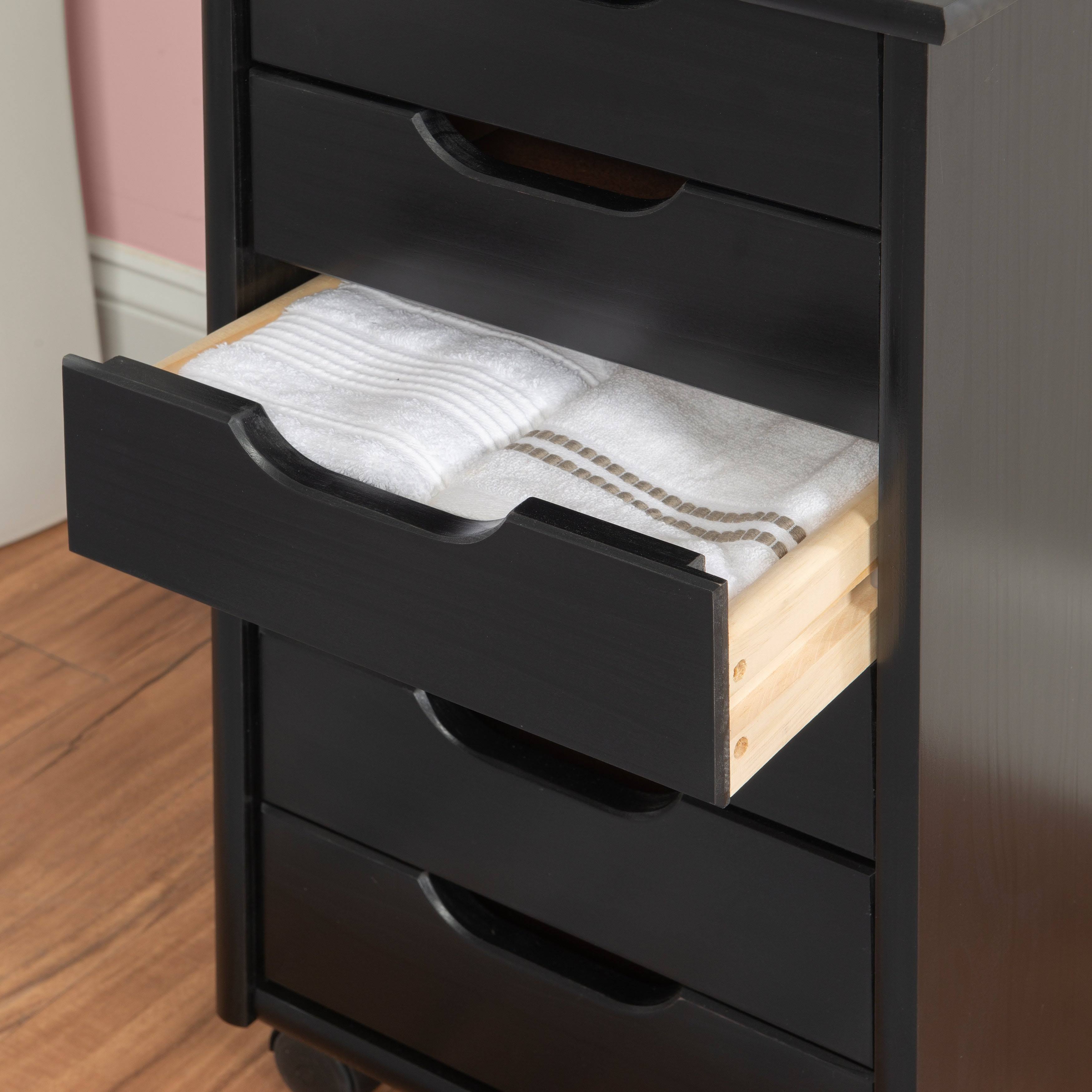 Linon Home Dcor Bridgton Six Drawer Roll Cart - Black