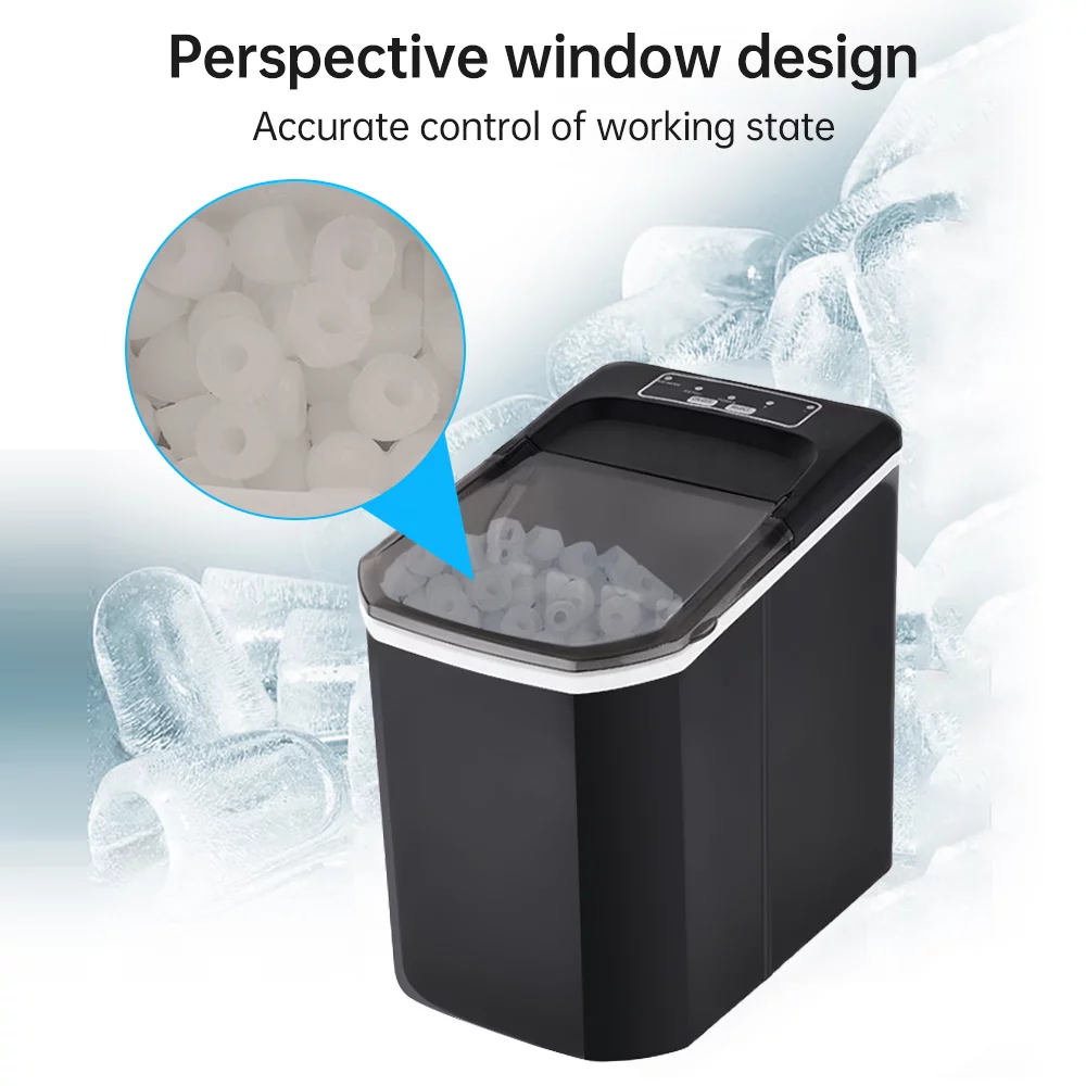 Walmeck Countertop Ice Maker, 10Cubes Ready in 6 Mins, 26lbs in 24Hrs, Self-Cleaning Ice Machine with Ice  and Basket