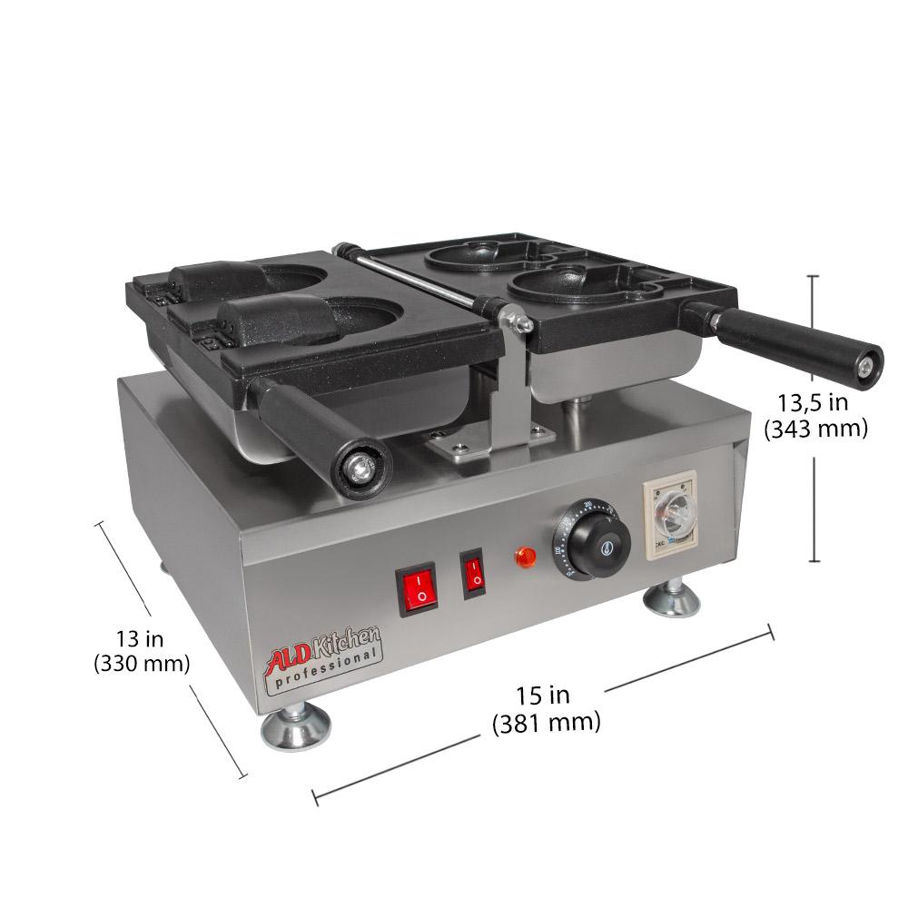 ALDKitchen Bear Shaped Taiyaki Maker | Stainless Steel Professional Taiyaki Iron with Nonstick Baking Molds | 2 Bear Shaped Waffles