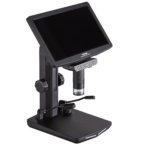 VEVOR 10.1" HDMI LCD Digital Microscope for Adults, Soldering Electron Microscope 1300X with IPS Screen, 8 LED Lights, 2 Flexible Side Lights