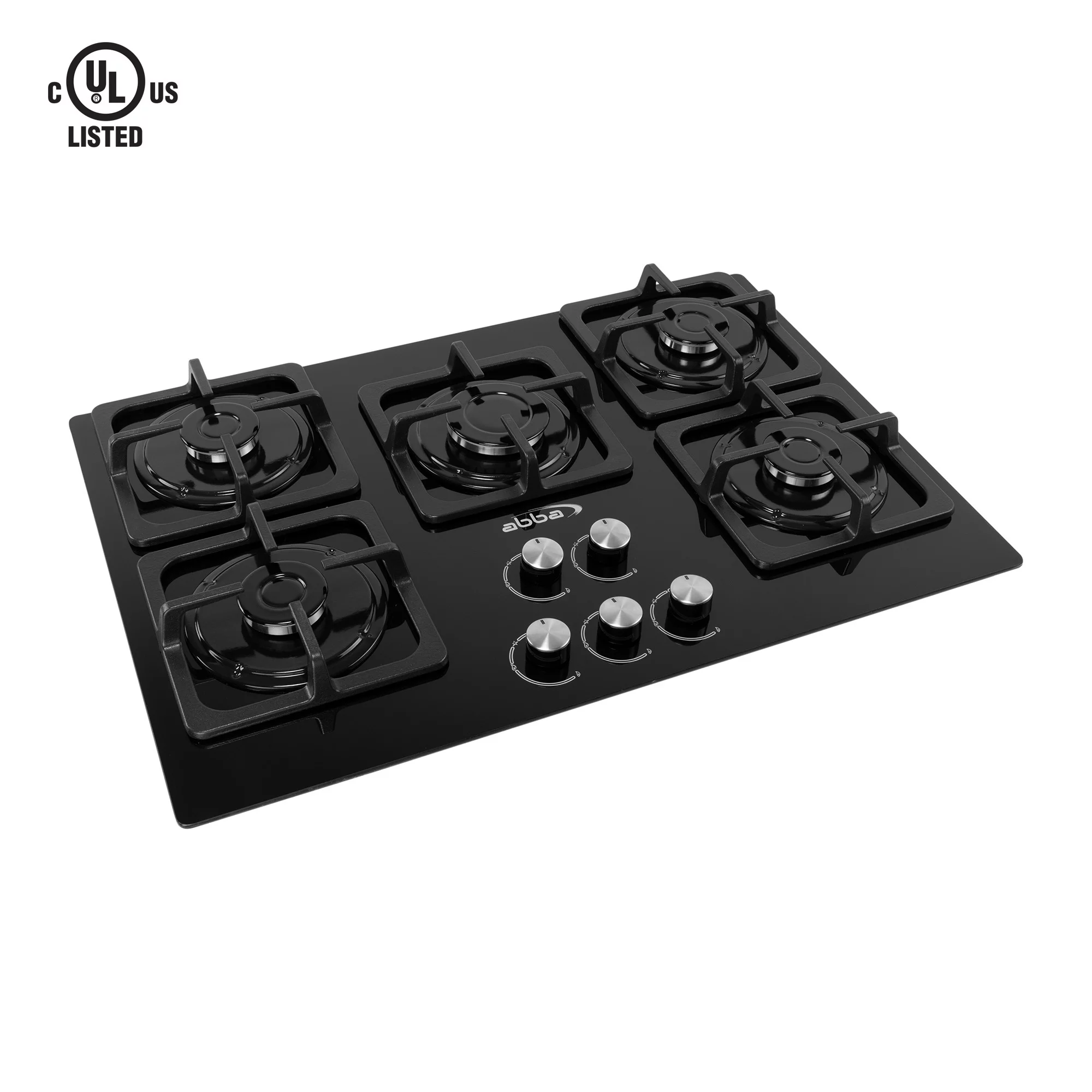 ABBA 30-in Gas Cooktop with 5 Sealed Burners - Tempered Glass Surface with SABAF Burners, Natural Gas Stove for Countertop, Easy to Clean