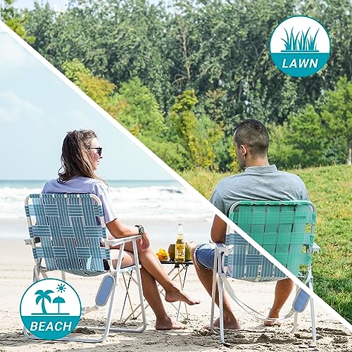 #WEJOY Folding Webbed Lawn Beach Chair - Heavy Duty Portable Outdoor Chair with Hard Armrest for Camping,Garden,Concerts