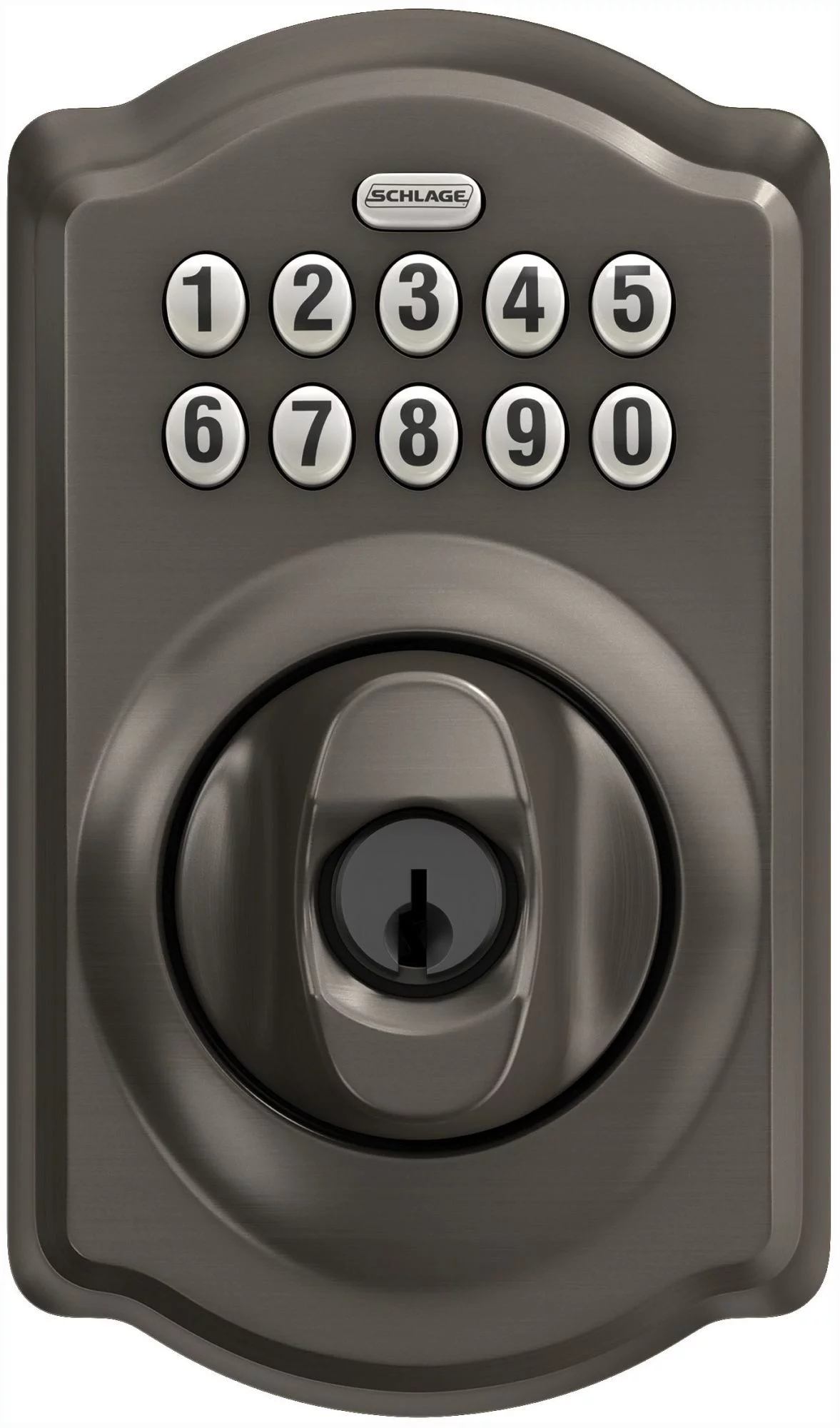 Schlage Be365-Cam Camelot Electronic Keypad Single Cylinder Deadbolt - Black
