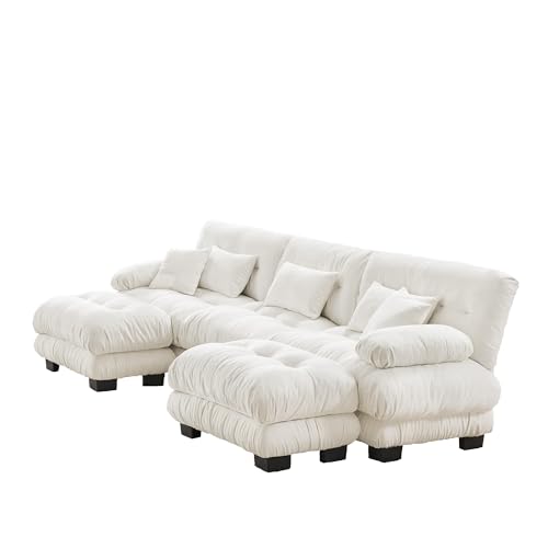 Modern Modular Sectional Sofa Couch with 2 Ottomans, Luxury Oversized U Shaped Cloud Couch for Living Room