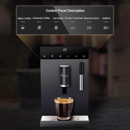 XTRYBHD Super Automatic Espresso Machine with Built-In Grinder, Smart Touch Display Panel, Espresso Coffee Machines Home Office Kitchen Use