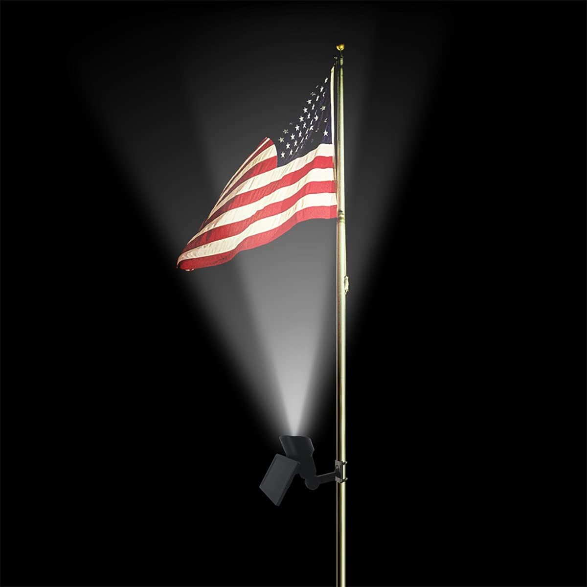 Solar Flag Pole Light, 5 Super-Bright LEDs, Adjustable Metal Clamps Fits 2-6'' Flag Poles, Waterproof Outdoor Dusk to Dawn