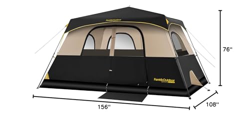 FanttikOutdoor Camping Tent 4/6/8/10 Person Instant Cabin Tent Setup in 60 Seconds with Rainfly & Windproof Portable with Carry Bag for Family