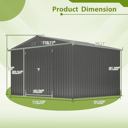 6x4 ft Small Outdoor Metal Storage Shed with Floor Frame & Lockable Door, Heightened Entry Garden Tool Shed for Backyard, Durable Galvanized Steel