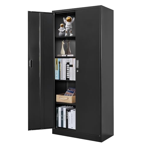 Metal Storage Cabinet, 72" Lockable Garage Tool Cabinet with Doors and Shelves, Tall Steel Cabinet for Garage, Locking Storage Cabinet for Home
