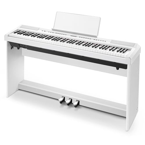 Donner DEP-20 Beginner Digital Piano 88 Key Full Size Weighted Keyboard, Portable Electric Piano with Furniture Stand, 3-Pedal Unit