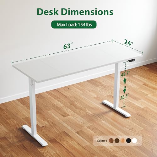 Agilestic L Shaped Electric Standing Desk with 2 Drawers, 63 Inch Ergonomic Adjustable Height Desk with Storage