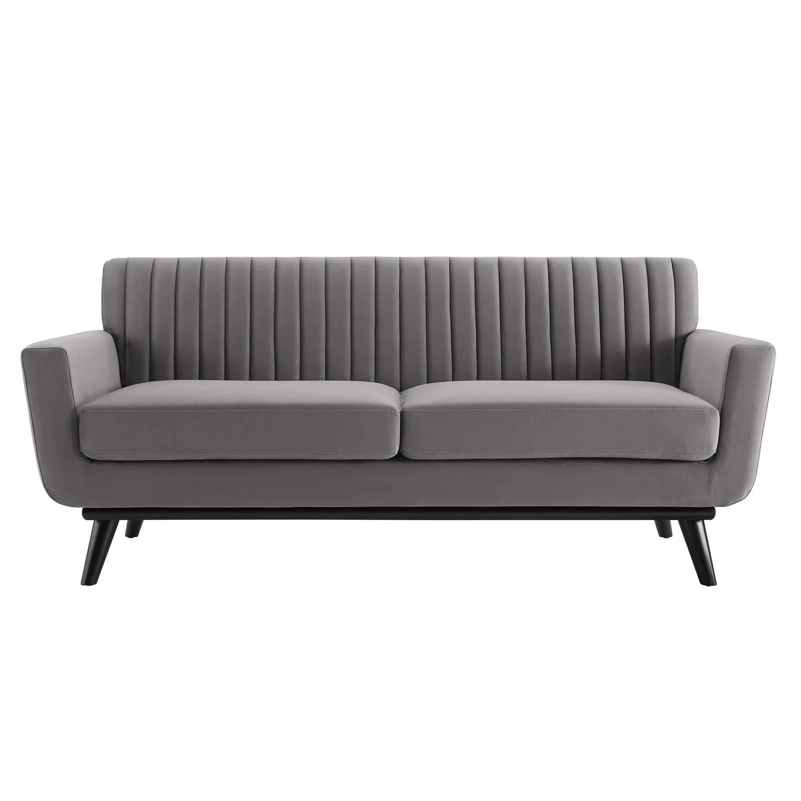 Modway Engage Channel Tufted Performance Velvet Loveseat in Gray