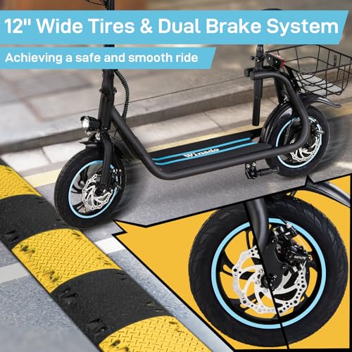 Winado Electric Scooters for Adults, 25Miles Long Range, 15.5MPH Top Speed, Foldable E-Scooter 450W Motor with 12" Pneumatic Tire, Seat, Wide Deck